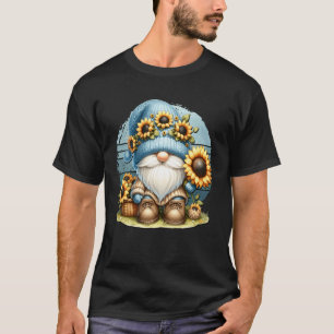 Retro Dad Sunflower Gnome Graphic For Men Garden G T-Shirt