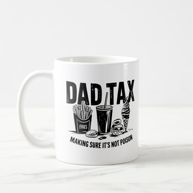 Retro Dad Tax Distressed Snack Art Coffee Mug (Left)