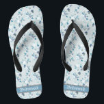 Retro Dainty Pastel Florals Wedding Bridesmaid Jandals<br><div class="desc">The design featuring vintage floral pattern in dusty blue colour and a classic wedding words typography, makes a memorable gift for bridesmaids and adds a stylish dose of glam to your wedding day, bachelorette party, or other celebration. ♥Customise it with your wording by using the template fields. ♥ If you want to change...</div>