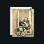 Retro Dairy Princess Collage Sepia Postcard<br><div class="desc">A mixed media collage made and photographed by Angelandspot in the year 2026 with vintage images from a magazine from the 1980s era of a ballerina at the window,  a dairy princess with a baseball,  and a baseball player and a dairy cow.  Filter added for a sepia effect</div>