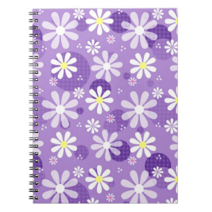 Retro Daisies and Purple Polka Dots Notebook