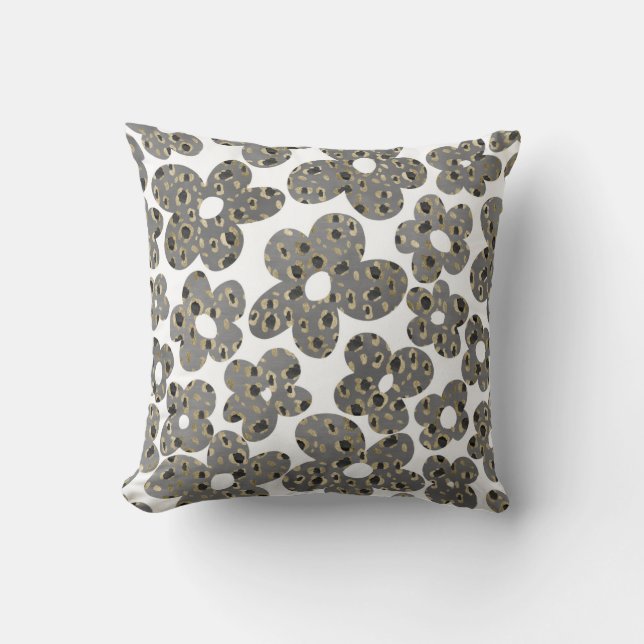 Retro Daisies Animal Print Glam #1 #retro #flower  Cushion (Front)