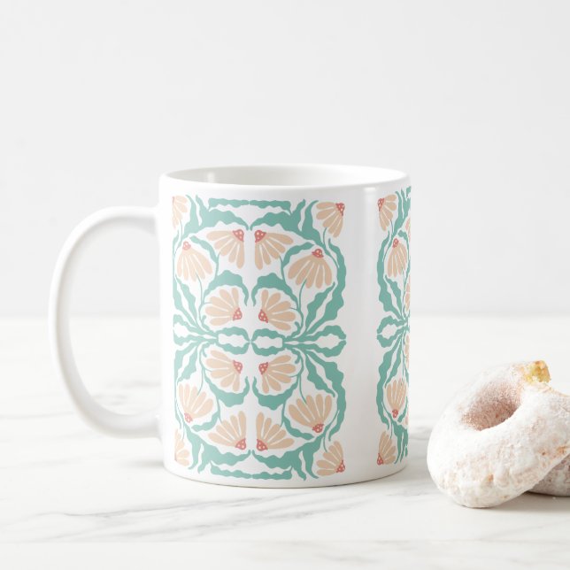 Retro Daisies Birth Flower April Coffee Mug (With Donut)
