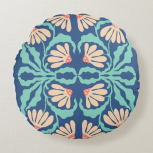 Retro Daisies Birth Flower April Round Cushion