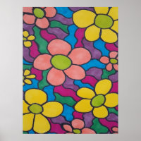 Retro Daisies Colourful Print 