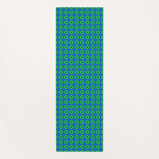 Retro Daisies in blue green Yoga Mat (Front)