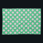 Retro Daisies Pink and Green Tea Towel<br><div class="desc">A cute and trendy retro daisy pattern in shades of preppy bright green and pink.</div>