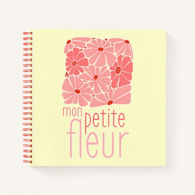Retro Daisies Spring Flowers French Quote Notebook (Front)