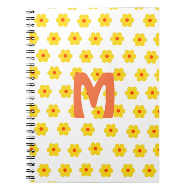Retro Daisies Yellow and Orange and White Flowers Notebook (Front)