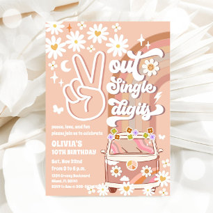 Retro Daisy 10th Birthday Invitation
