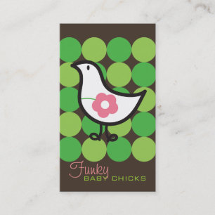 Retro Daisy Baby Chick Bird Whimsical Cute Dots Business Card