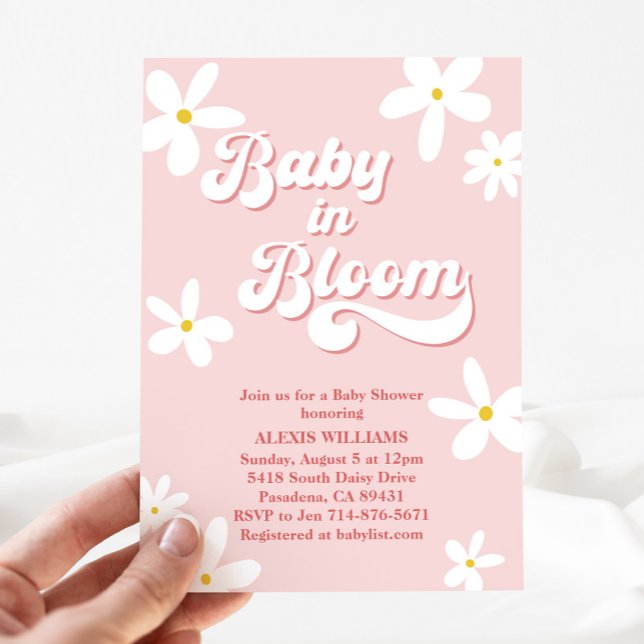 Retro Daisy Baby Shower Baby In Bloom Invitation (Creator Uploaded)