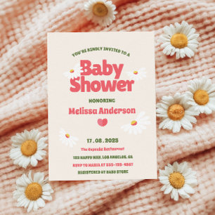 Retro Daisy Baby Shower Invitation for Girl
