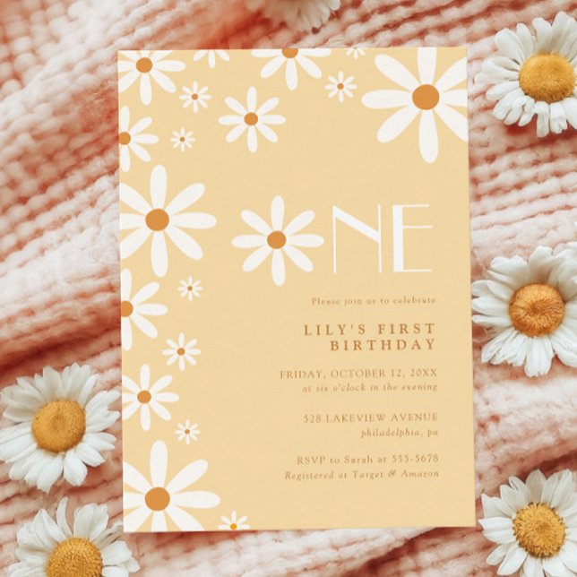 Retro Daisy Birthday Flower Invitation (Creator Uploaded)