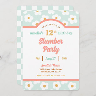 Retro Daisy Birthday Slumber Party Invitation