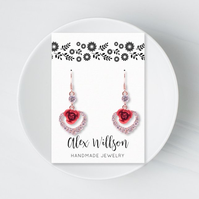 Retro Daisy Black and White Simple Floral Jeweller Business Card (Creator Uploaded)