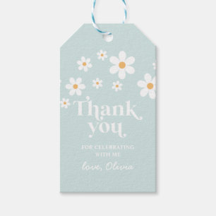 Retro Daisy blue boho thank you favour Gift Tags