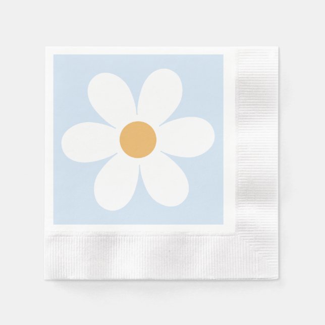 Retro daisy boho blue napkin (Front)