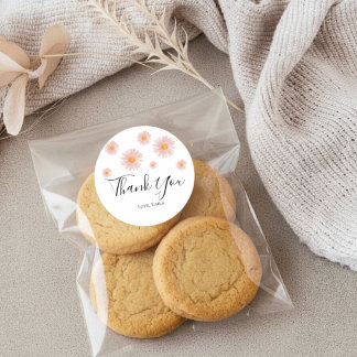 Retro daisy boho floral birthday thank you favor classic round sticker