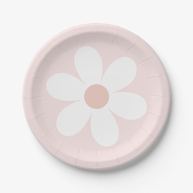 Retro Daisy Boho Paper Plate (Front)