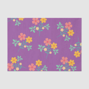 Retro Daisy Bouquet Pattern in Purple Tissue Paper