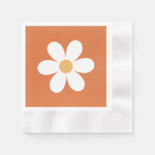 Retro daisy burnt orange boho napkins