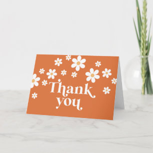 Retro Daisy burnt orange boho thank you card