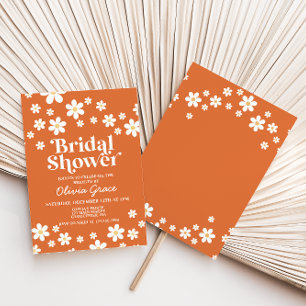 Retro Daisy Burnt Orange Bridal Shower Invitation