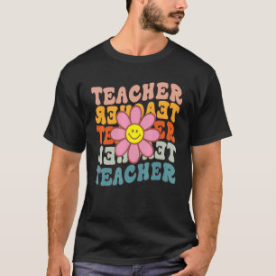 Retro Daisy Colourful Teacher Back To School Teac T-Shirt