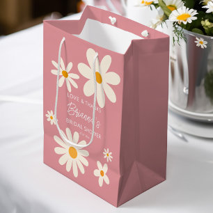 Retro daisy desert pink bridal shower favour custo medium gift bag