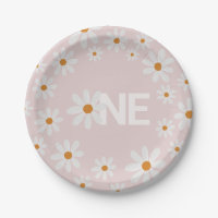 Retro Daisy First Birthday Paper Plates