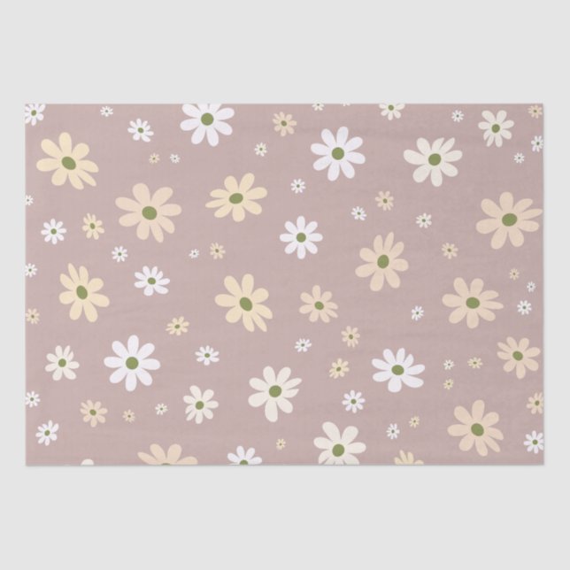 Retro Daisy Floral Pattern Boho Decorative Tissue Paper (Front)