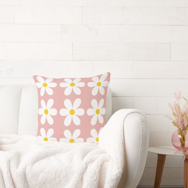 Retro Daisy Floral Pattern Cushion (Couch)