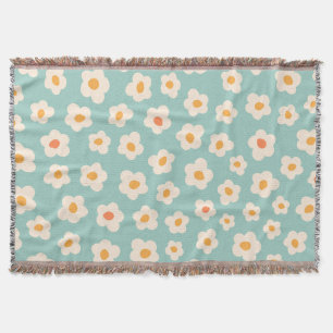 Retro Daisy Floral Pattern Fleece Throw Blanket