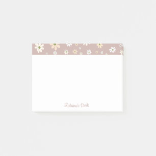 Retro Daisy Floral Pattern Personalised Post-it Notes