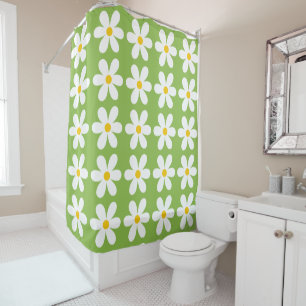 Retro Daisy Floral Pattern Shower Curtain