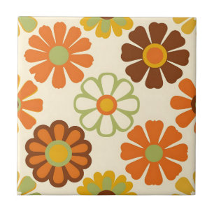 Retro Daisy Floral Pattern Tile
