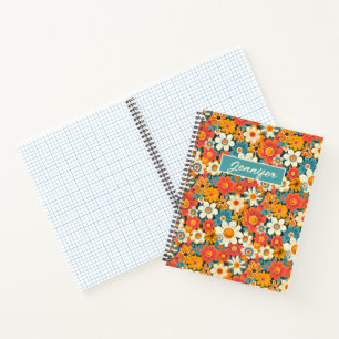 Retro Daisy Floral Personalized Notebook