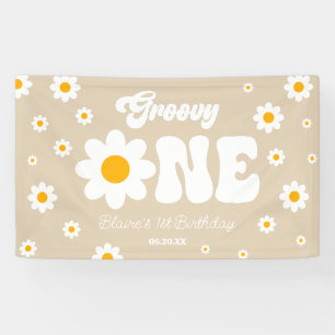 Retro Daisy Flower Groovy One 1st Birthday Party Banner