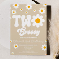 Retro Daisy Flower Two Groovy 2nd Birthday Party