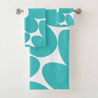 Retro Daisy Flowers in Soft Turquoise #1 #floral  Bath Towel Set