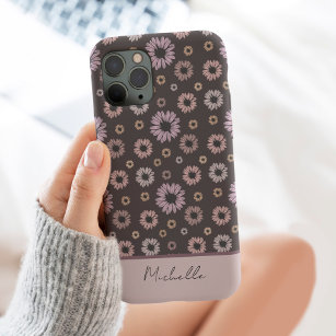 Retro Daisy Flowers Personalised with Name Floral Case-Mate iPhone Case