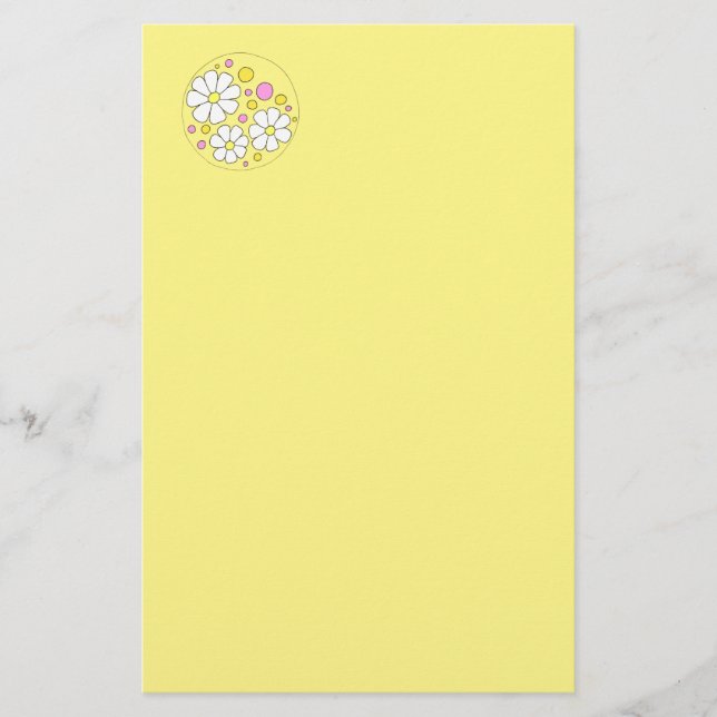 Retro Daisy Flowers Stationery (Front)