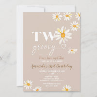 Retro Daisy Flowers Two Groovy Birthday Party