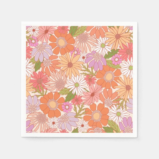 Retro Daisy Garden         Napkin (Front)