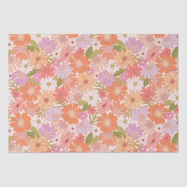 Retro Daisy Garden  Tissue Paper (Front)
