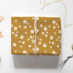Retro Daisy Gold Wrapping Paper<br><div class="desc">Retro Daisy Floral Boho Gold Wrapping Paper</div>