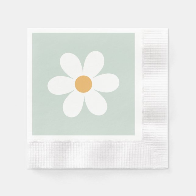 Retro daisy green boho napkin (Front)