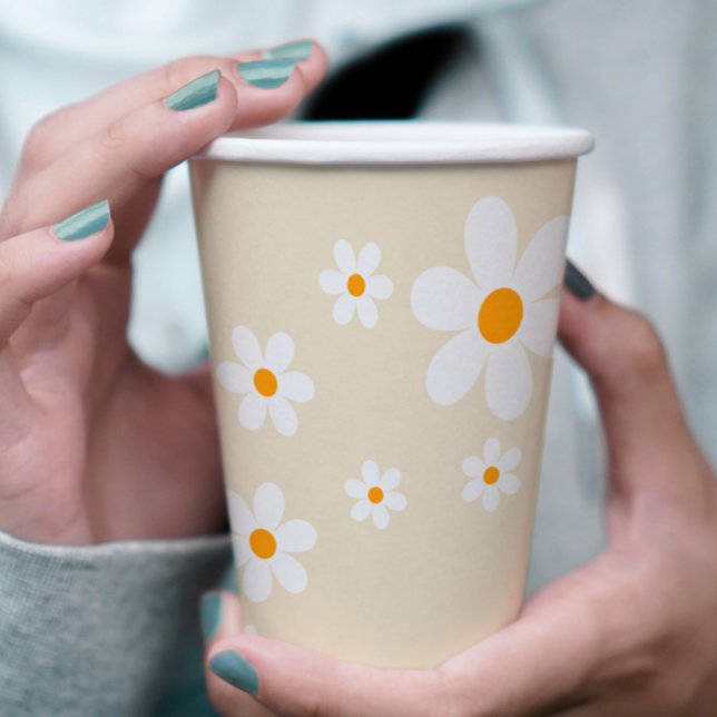 Retro Daisy Groovy bridal shower Paper Cups (Creator Uploaded)
