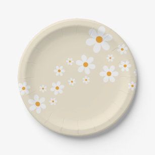 Retro Daisy Groovy bridal shower Paper Plate